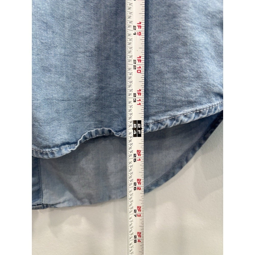 Thread & Supply 100% Tencel Chambray Shirt S Button Up Soft Denim Blue Top Slit - Picture 10 of 10